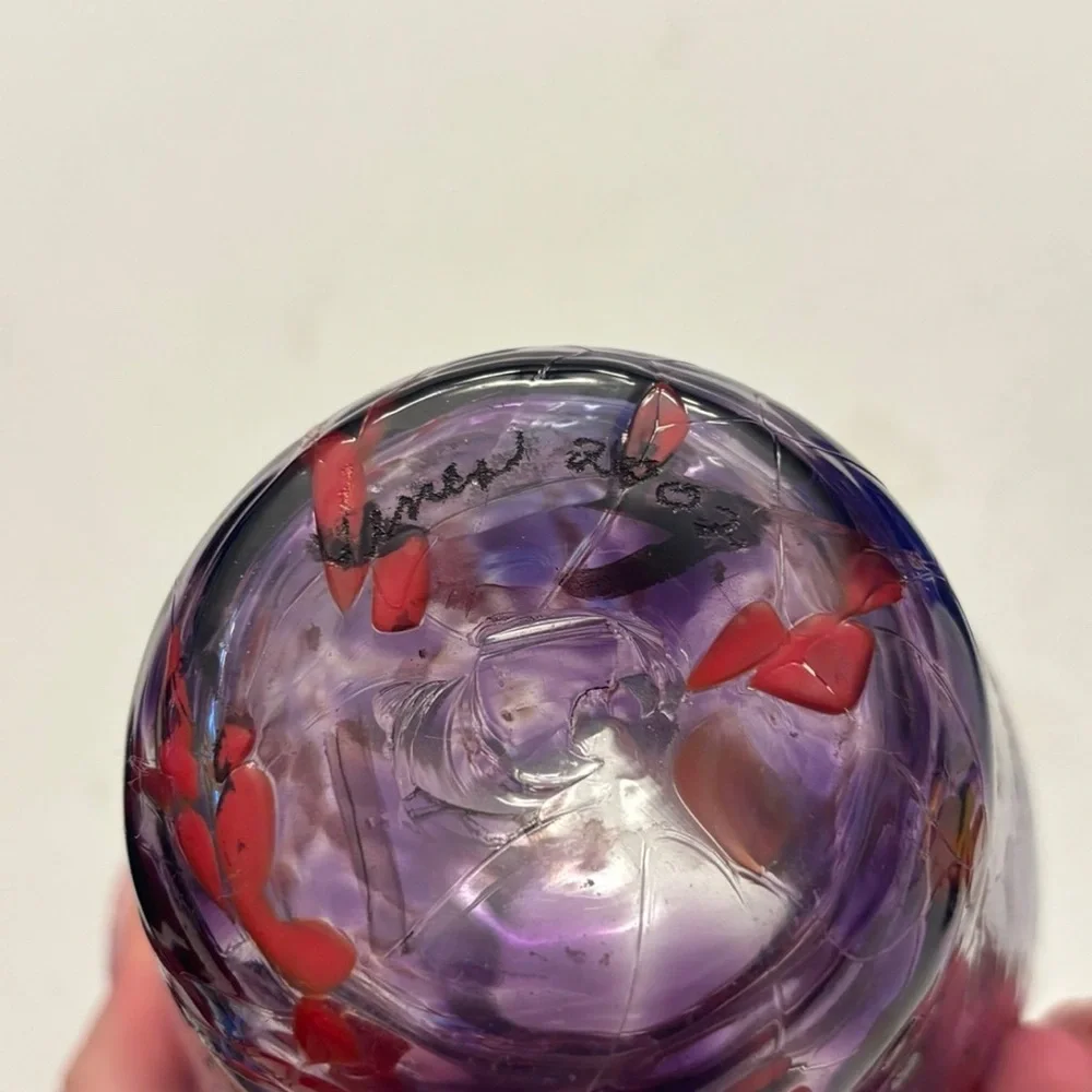 Purple and Red Art Glass Vase